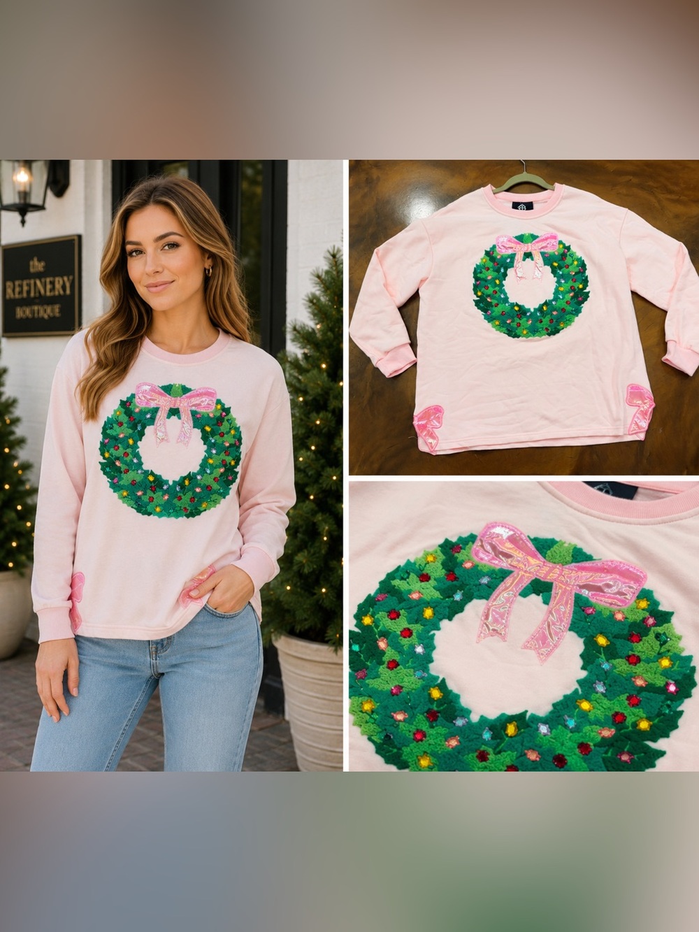 BRIANNA CANNON - Pink Christmas Crewneck NWT